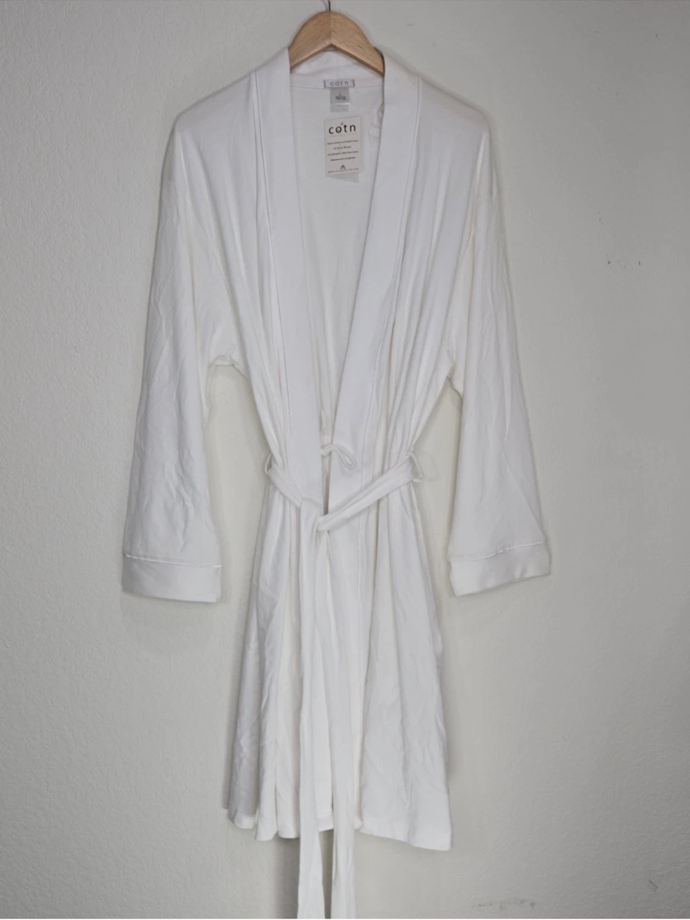 COTN Brand Kimono Robe White Size L Womens NEW FLAWS SEE PICS